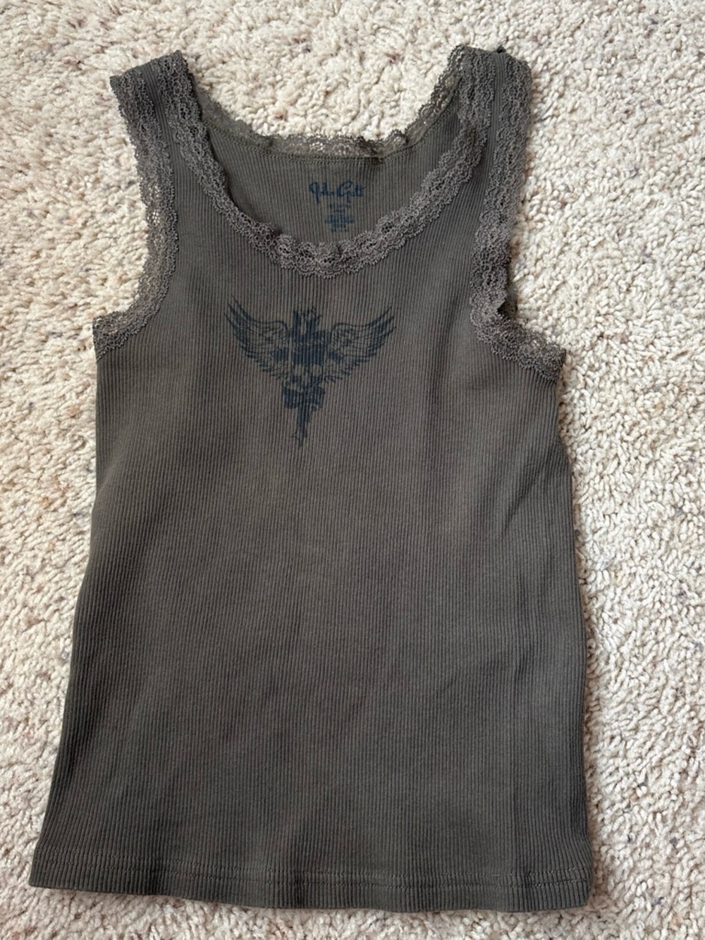 Brandy Melville Lace trimmed ribbed tank top